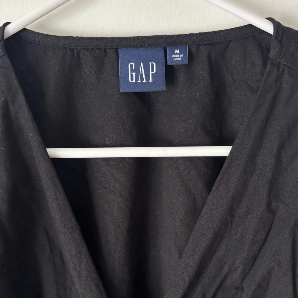 Gap Black Midi Dress Side Cut Outs Twist Front V Neck